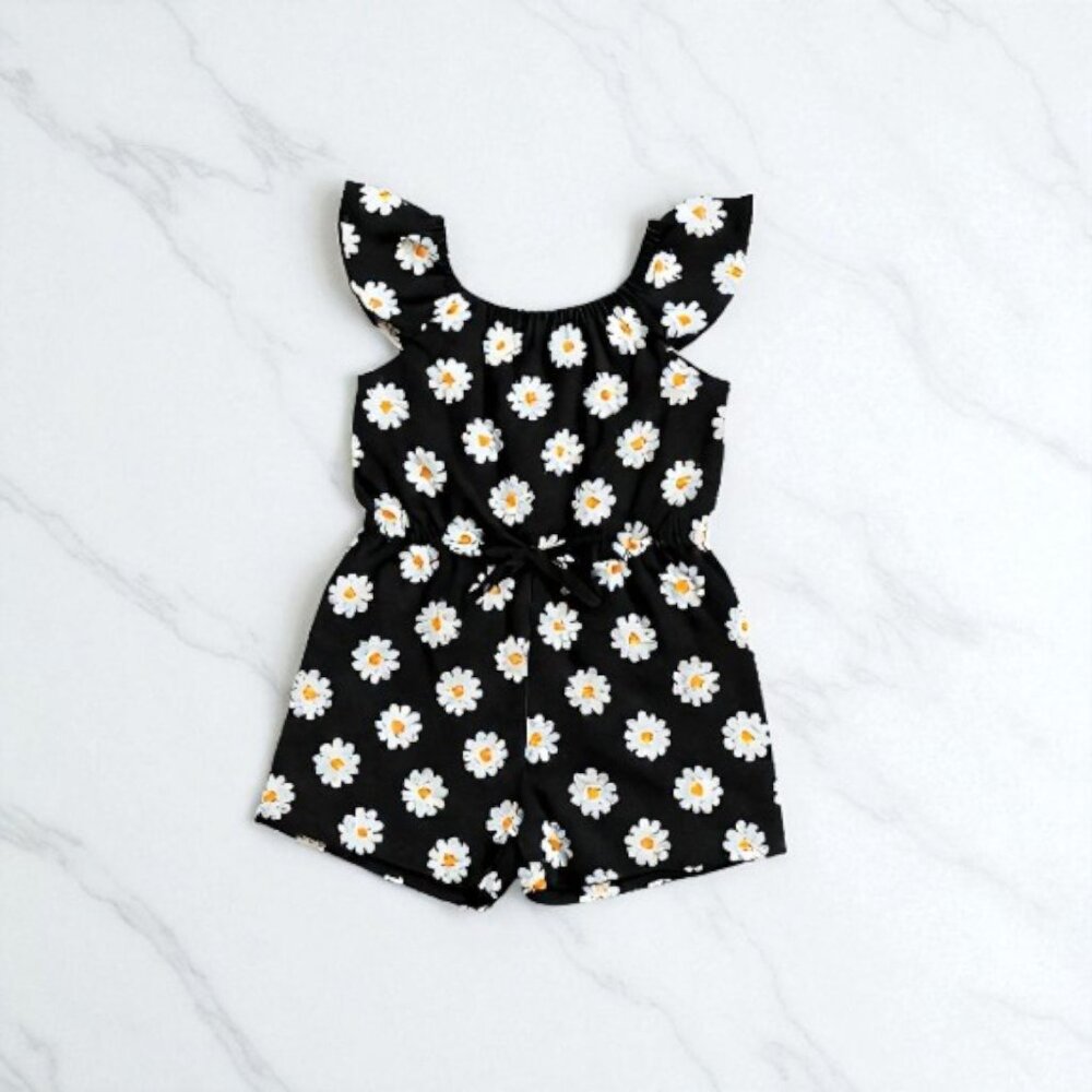 Primark -Girls' Black Daisy Print Romper – Sizes 3T 5T!